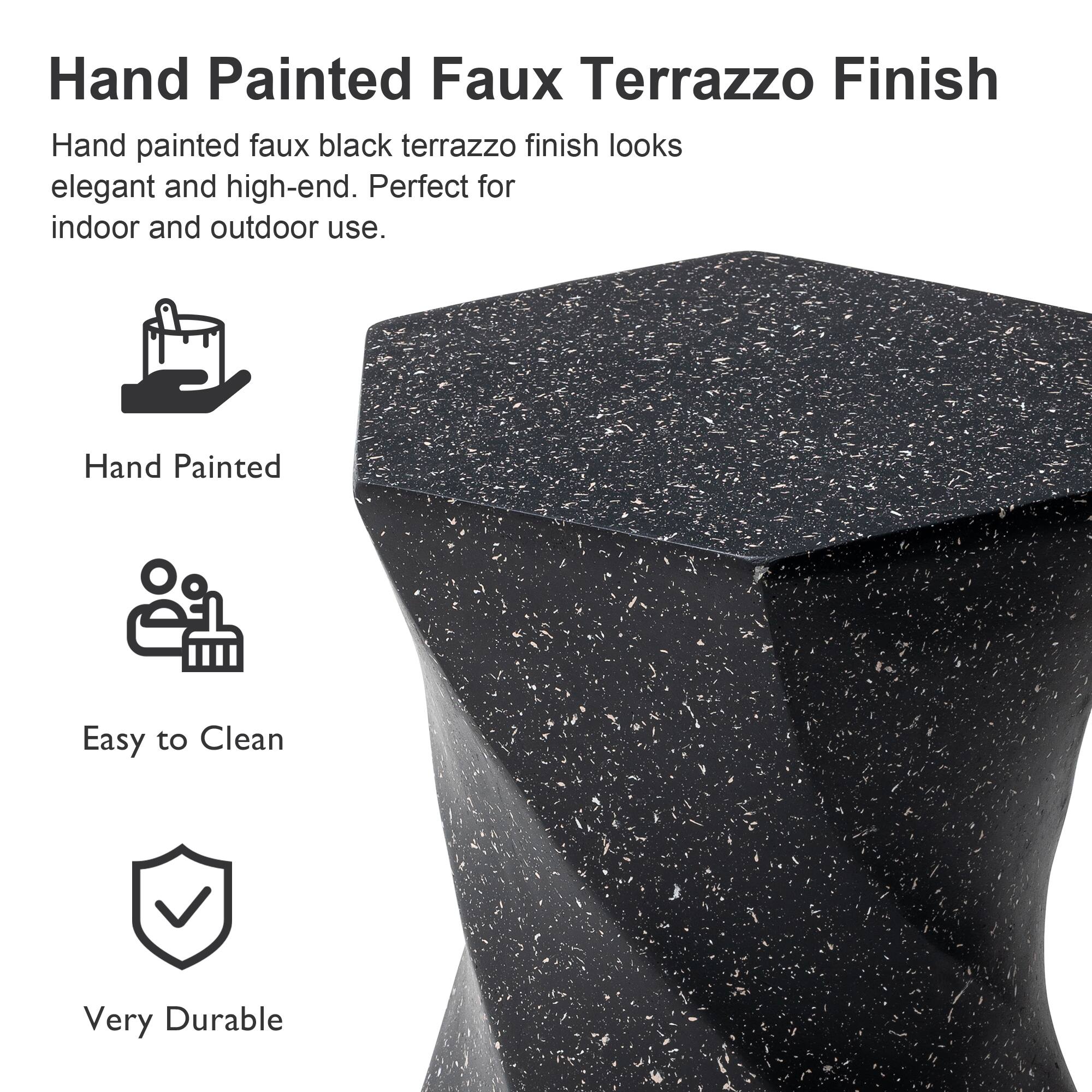 Glitzhome® 17.75" Multifunctional Twist-Style Faux Terrazzo Garden Stool